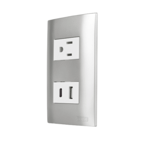 Toma Cte + Toma USB 127v 15amp Plata Altimus  124836 Aksi